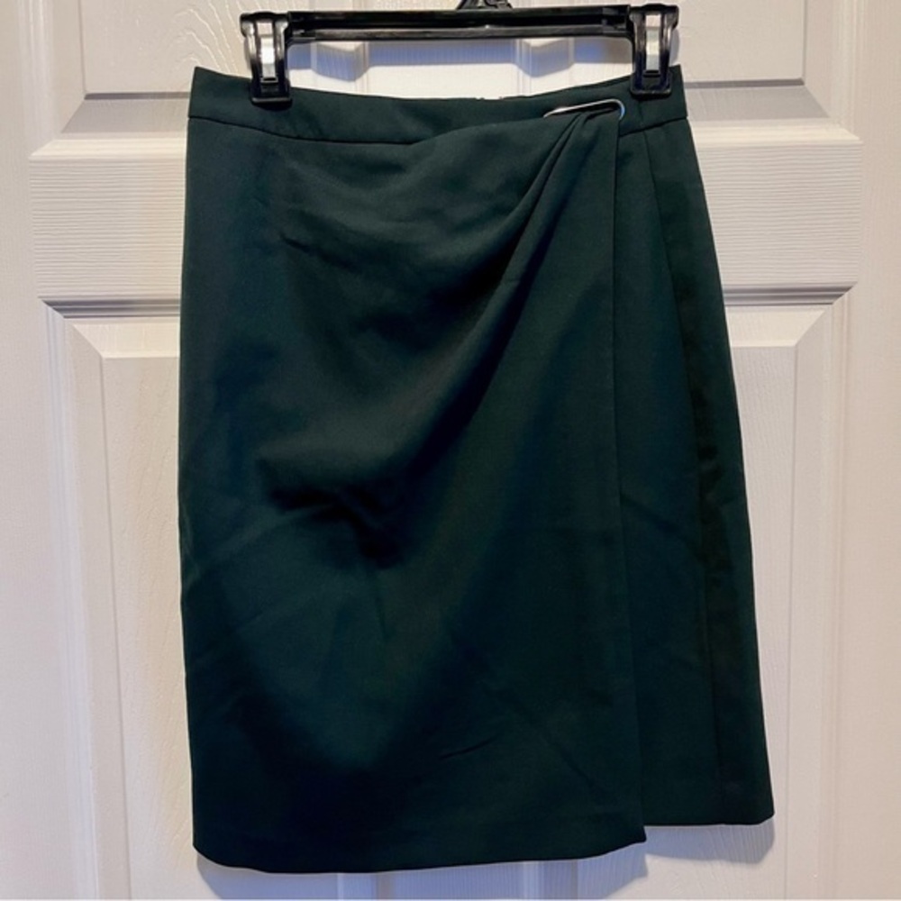 Reiss Skirt wrap Wool Blend midi green Women Size 2 XS XSmall chic classic